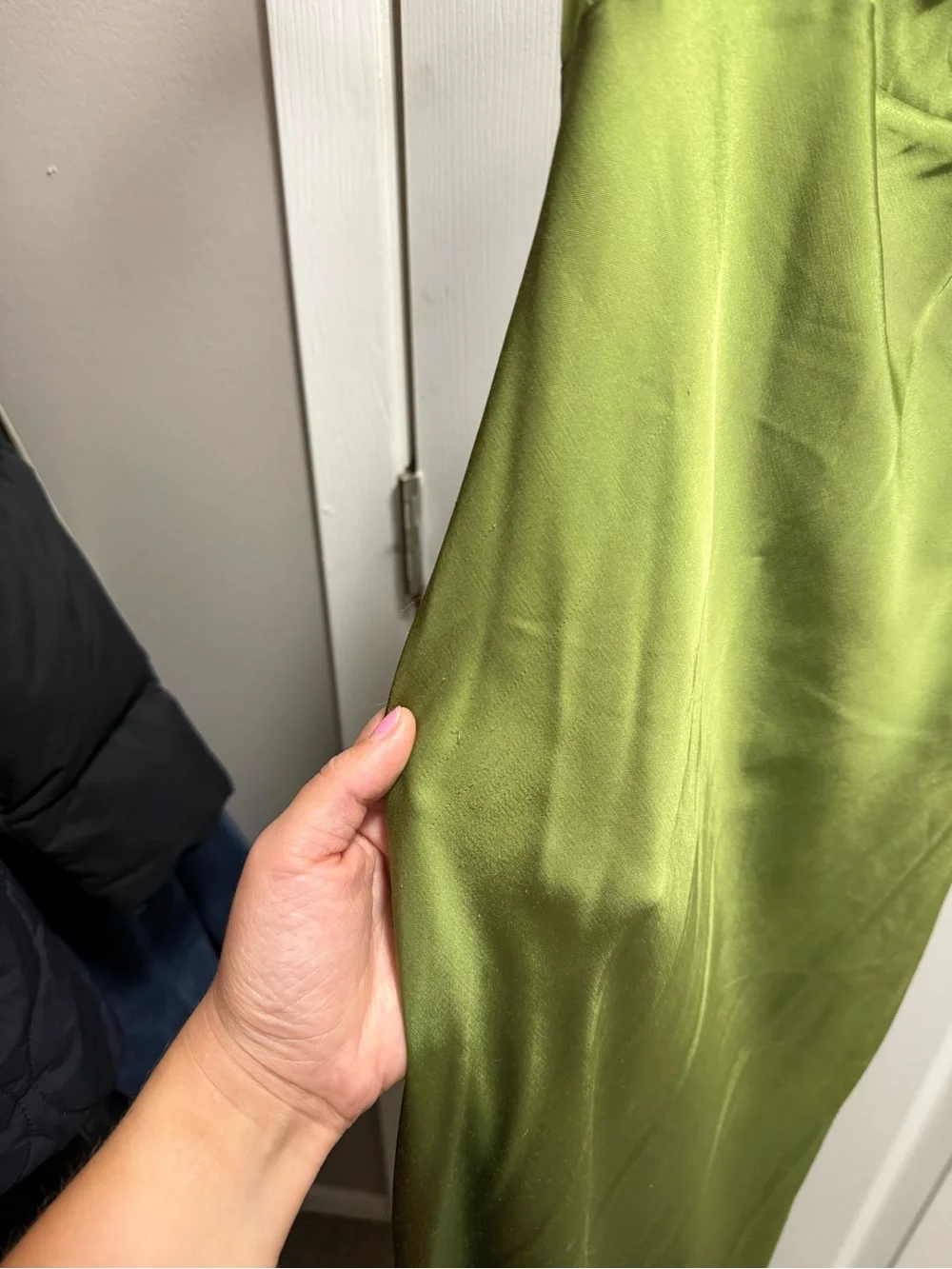 Abercrombie & Fitch Olive Green Satin Maxi Slip Dress